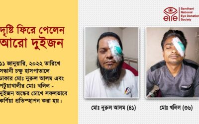 ১১ জানুয়ারি, ২০২২ তারিখে দৃষ্টি ফিরে পেলেন ২ জন