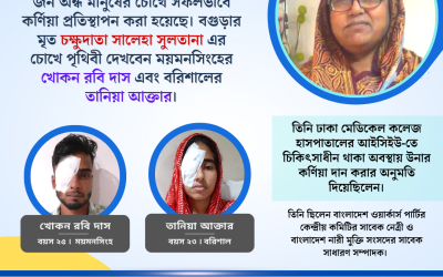 ২২শে অক্টোবর, ২০২৩ তারিখে ২ জন অন্ধ মানুষের চোখে সফলভাবে কর্ণিয়া প্রতিস্থাপন করা হয়েছে।